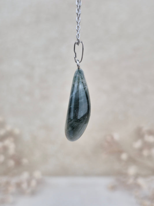 Moosachat Anhänger (2), 925 Silber