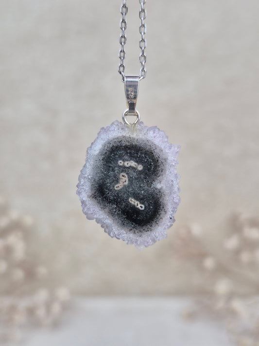 Flieder Amethyst Stalaktit Anhänger, 925 Silber