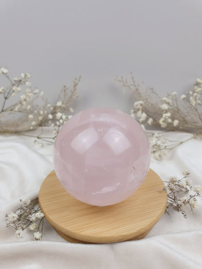 Rosenquarz Kugel mit Stern (1)