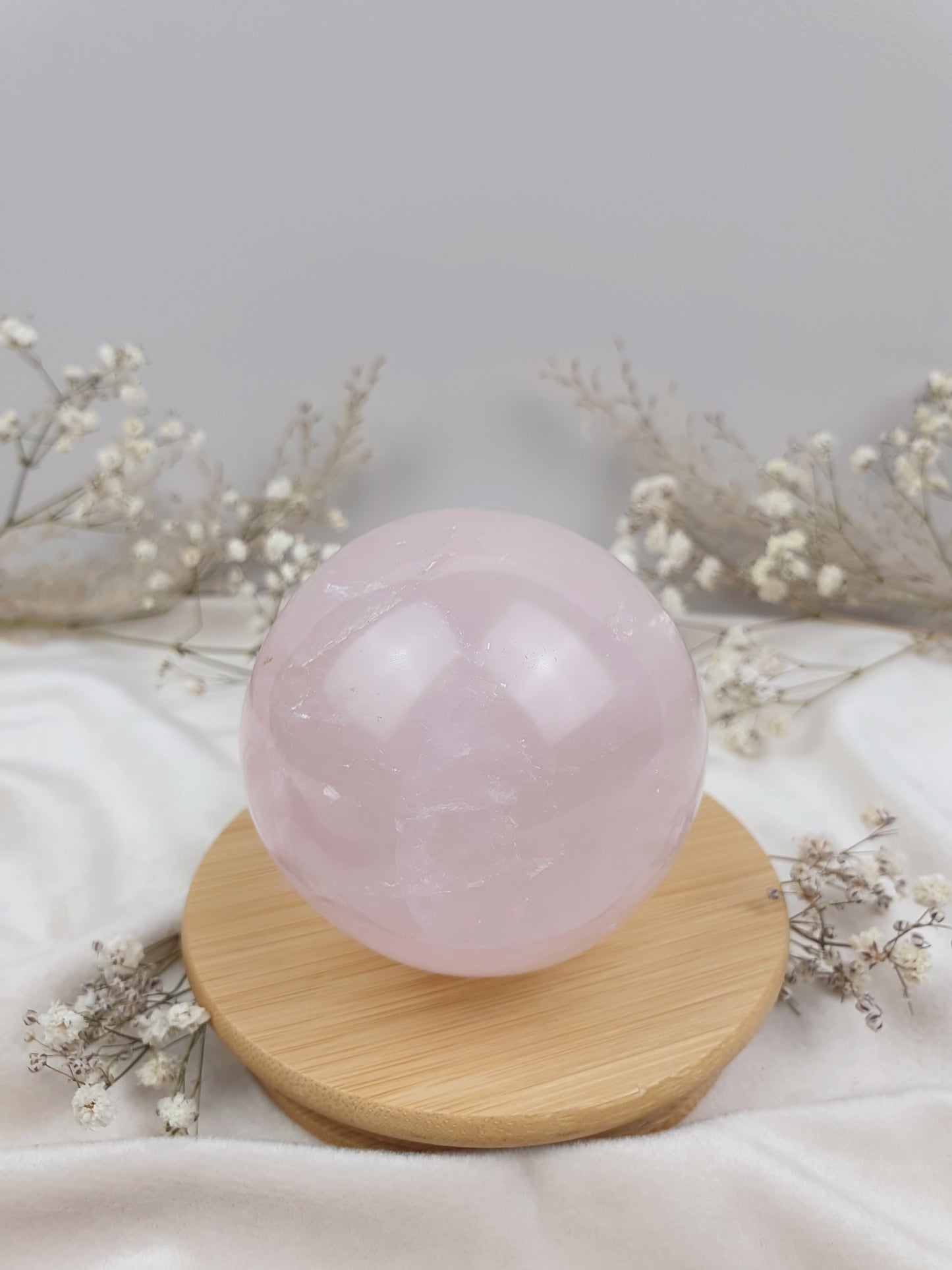 Rosenquarz Kugel mit Stern (1)