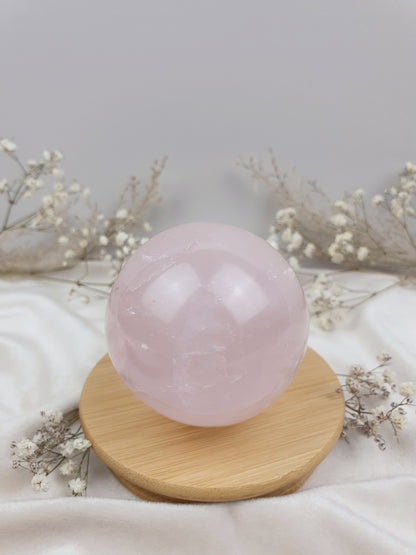 Rosenquarz Kugel mit Stern (1)