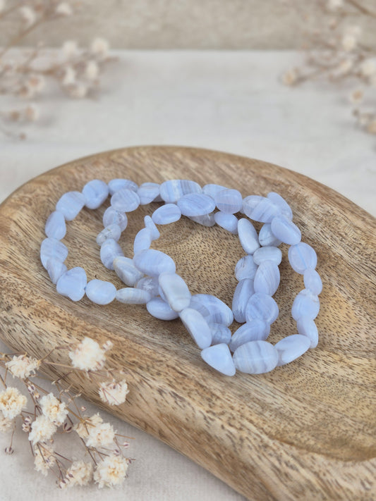 Blauer Chalcedon Armband Nuggets
