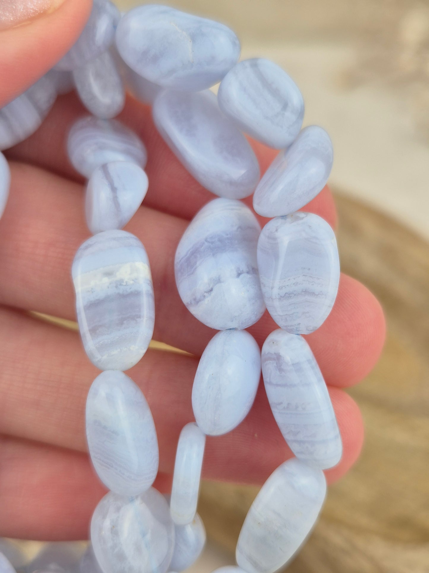 Blauer Chalcedon Armband Nuggets
