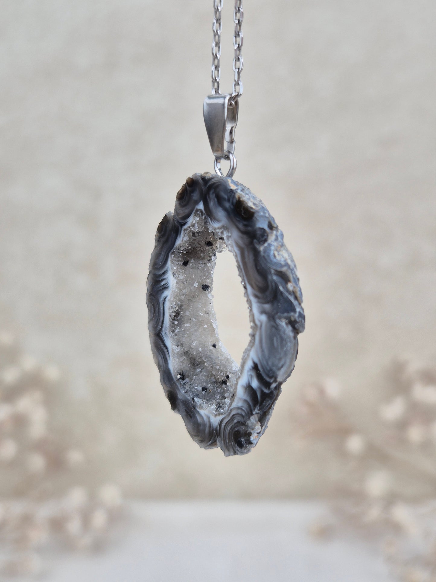 Achat mit Druse Anhänger (2), 925 Silber