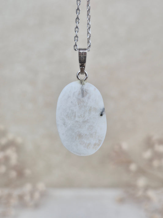 Weißer Labradorit Anhänger (1), 925 Silber