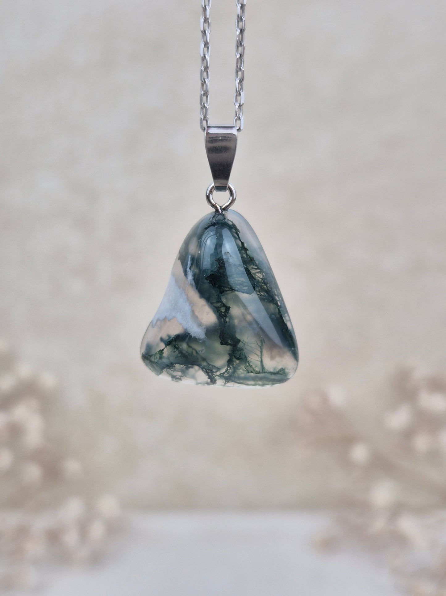 Moosachat Anhänger (1), 925 Silber