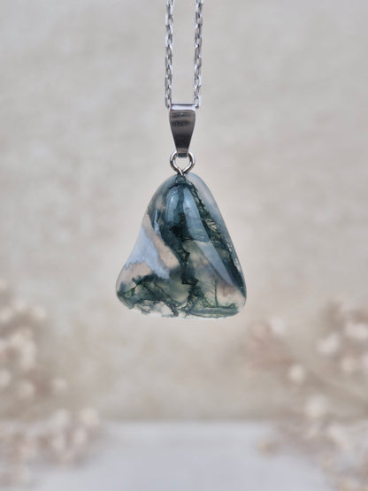 Moosachat Anhänger (1), 925 Silber
