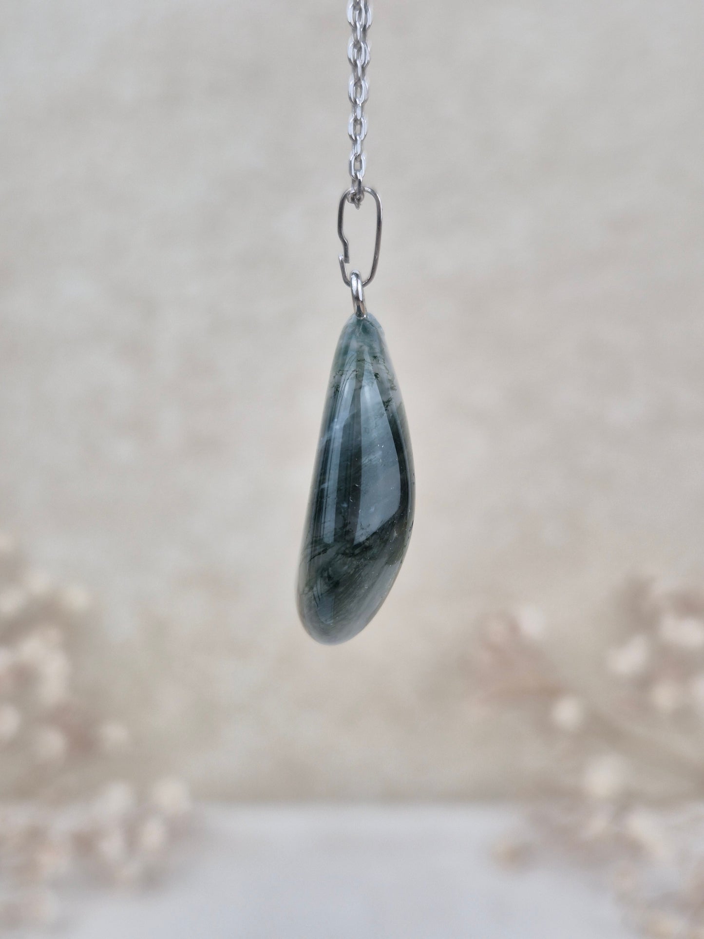 Moosachat Anhänger (2), 925 Silber