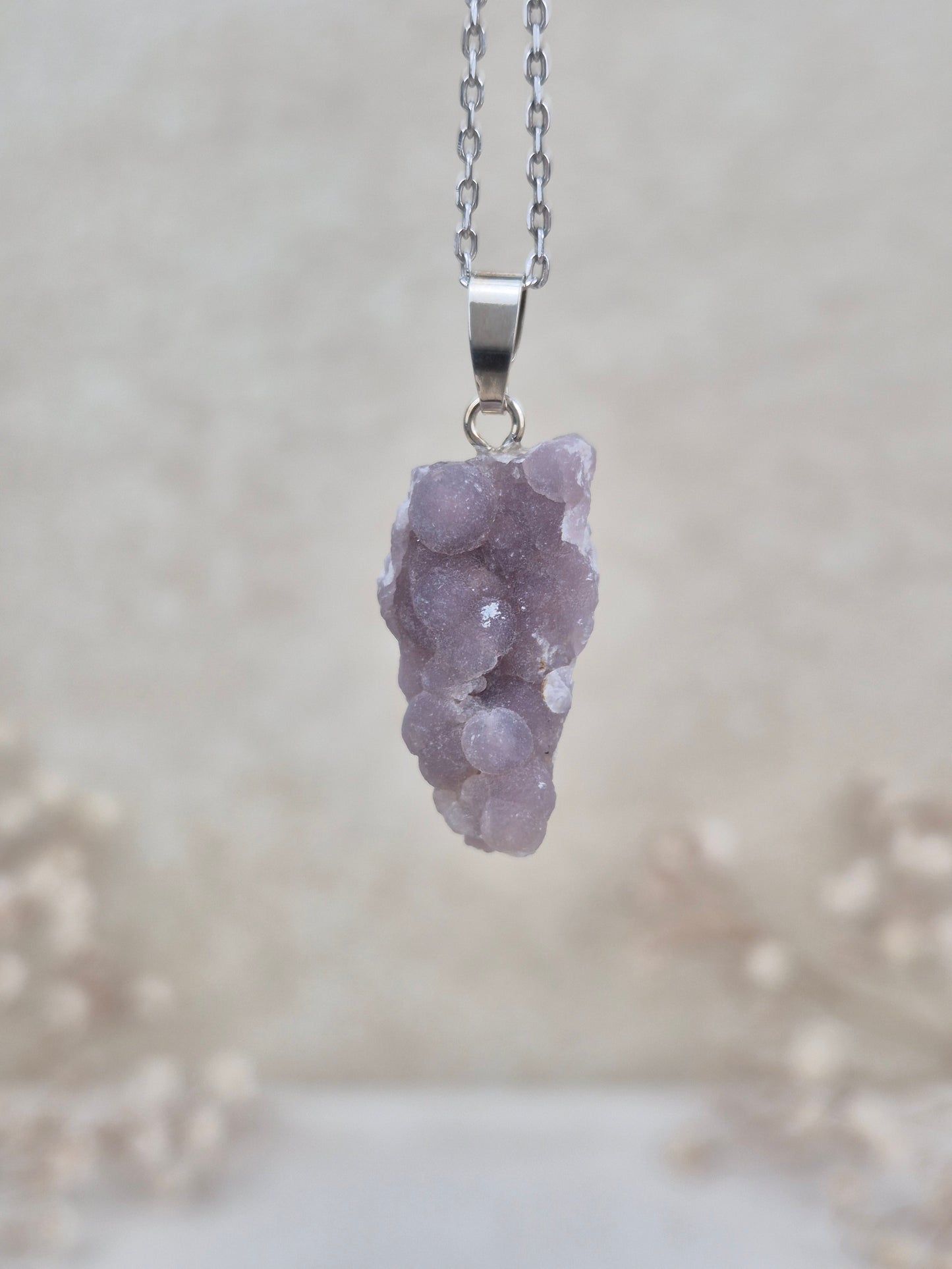 Lila Traubenachat Anhänger, 925 Silber
