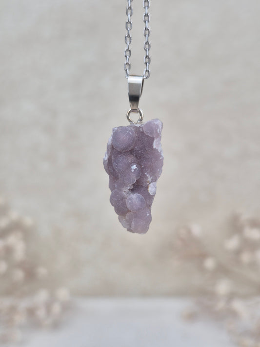 Lila Traubenachat Anhänger, 925 Silber