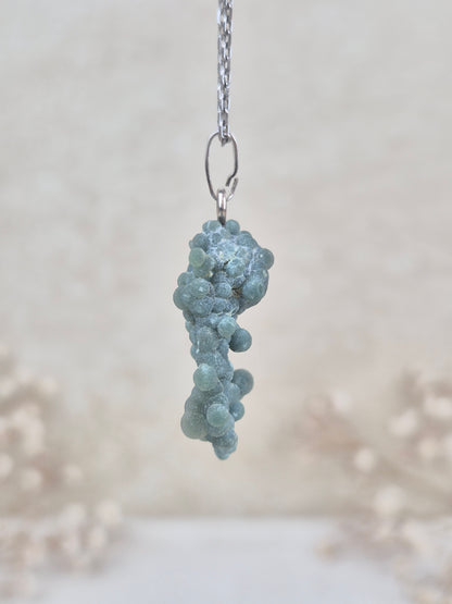 Grüner Traubenachat Anhänger, 925 Silber
