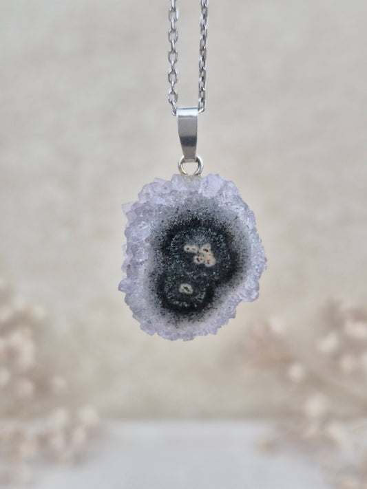 Flieder Amethyst Stalaktit Anhänger, 925 Silber