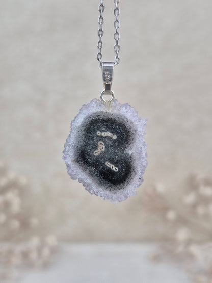 Flieder Amethyst Stalaktit Anhänger, 925 Silber