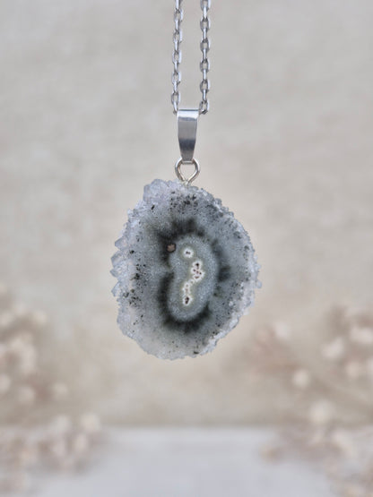 Grüner Amethyst Stalaktit Anhänger, 925 Silber