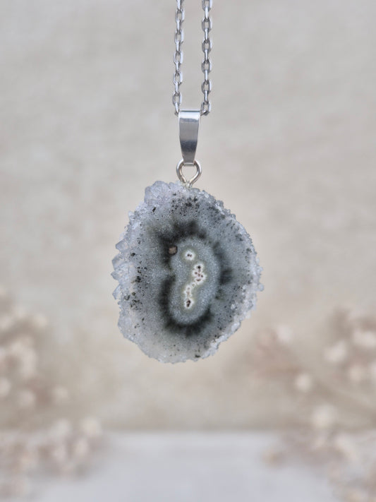 Grüner Amethyst Stalaktit Anhänger, 925 Silber