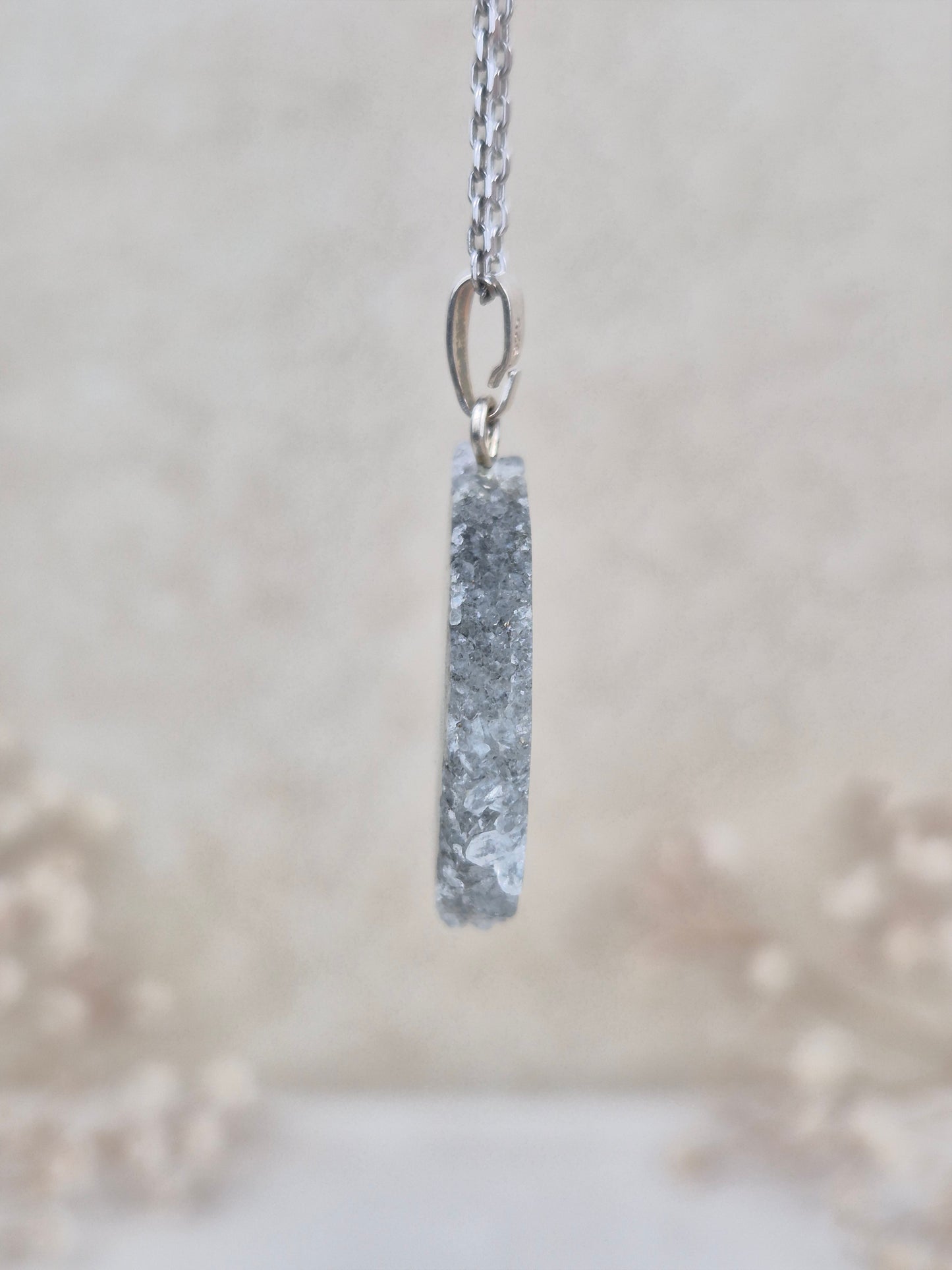 Grüner Amethyst Stalaktit Anhänger, 925 Silber